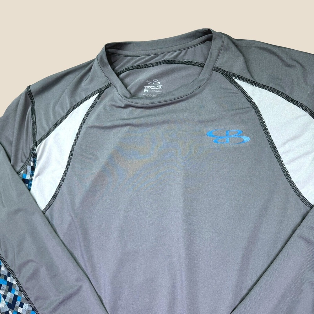 Boombah Long Sleeve Shirt Mens XL Gray Geometric Pixel‎ Base Layer Performance